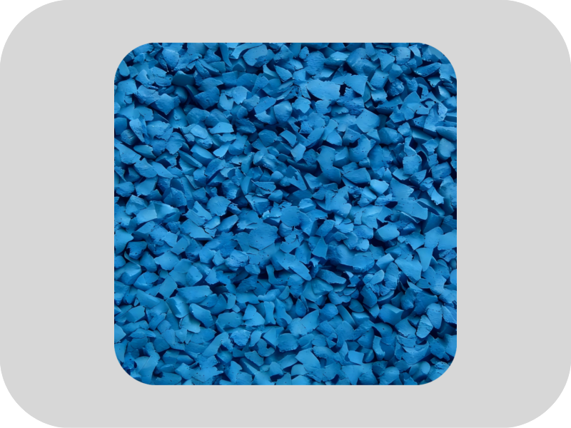 Blue EPDM rubber granules with a wide temperature resistance range Blue EPDM rubber granules with a wide temperature resistance range